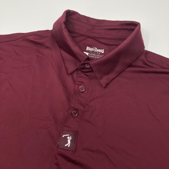 Bogey Bros Golf Polo Shirt Large Maroon Performance Stretch Moisture Wicking - Picture 1 of 6